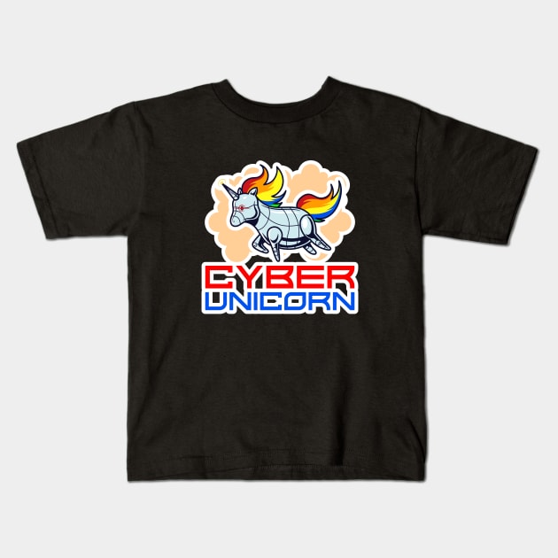 cyber Unicorn Kids T-Shirt by Hardcore Gamer